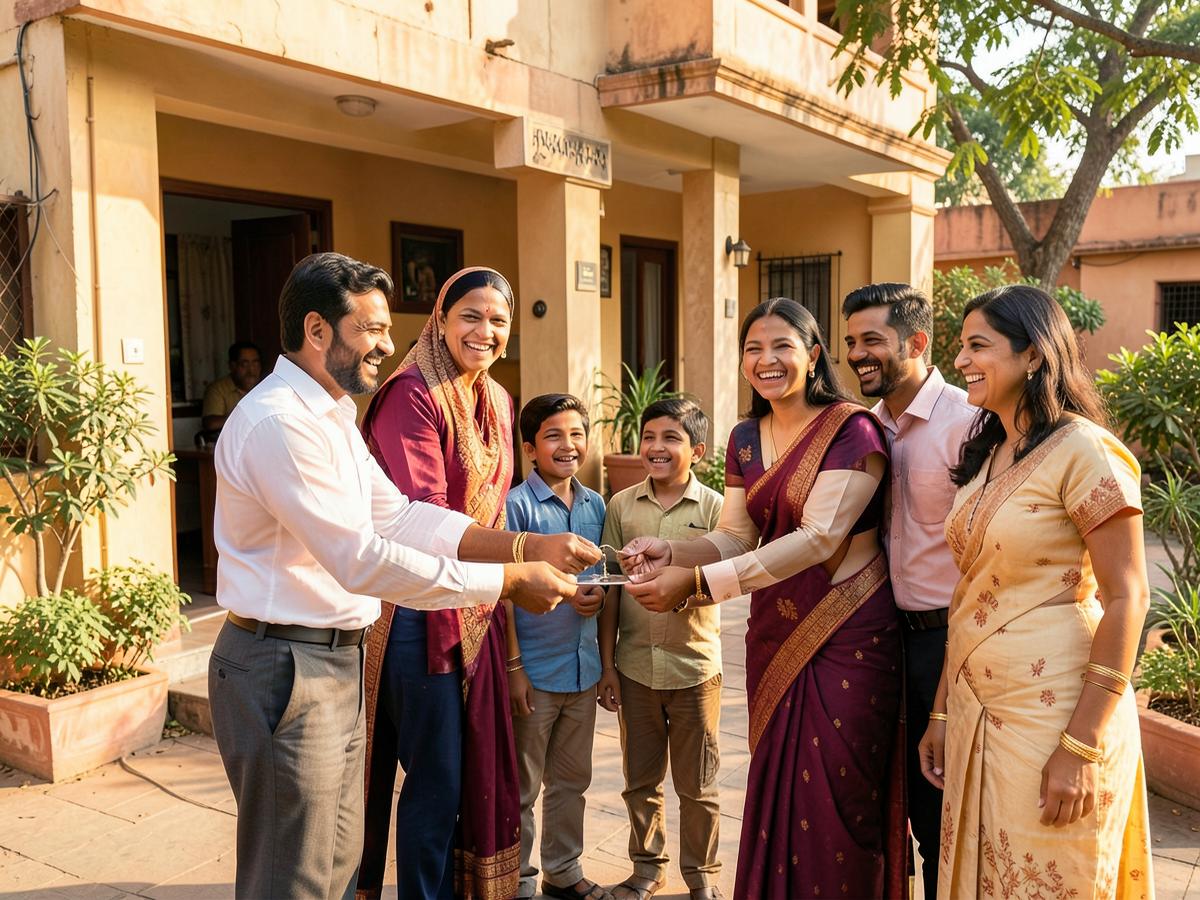 Ramanand Property advisor handing over house keys to a Jaipur family